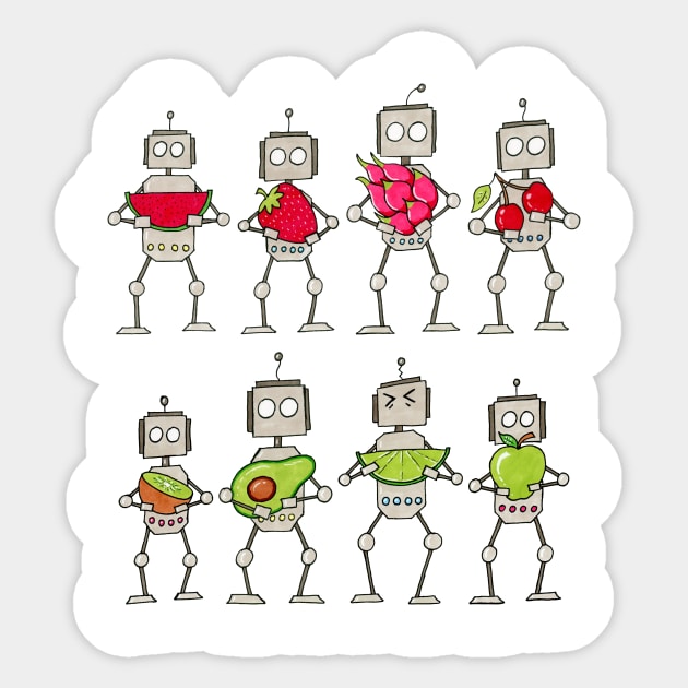 8 fruit bots Sticker by CuteBotss